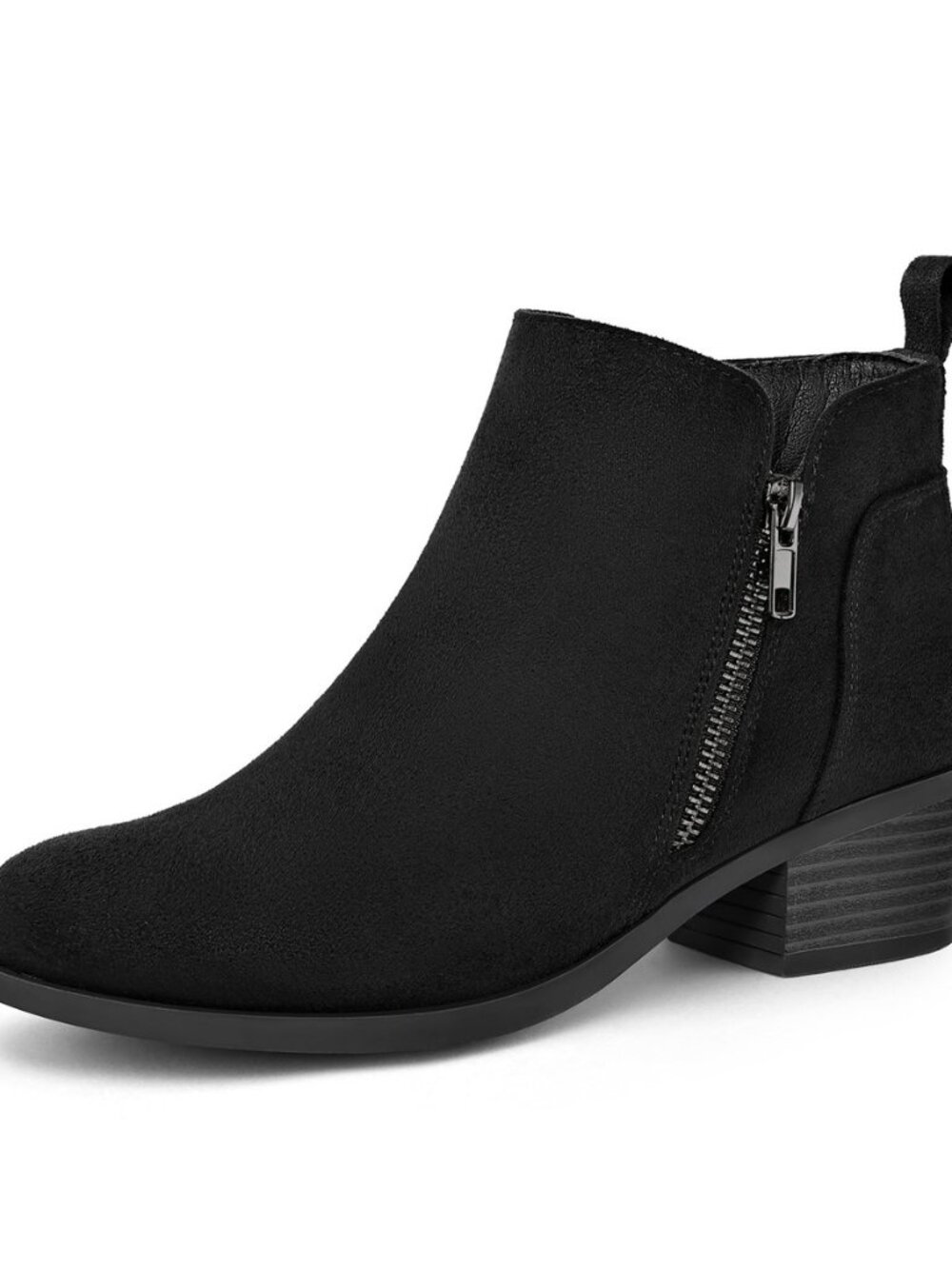 Women's Ankle Boots Chunky Low Heel with Side Zipper
